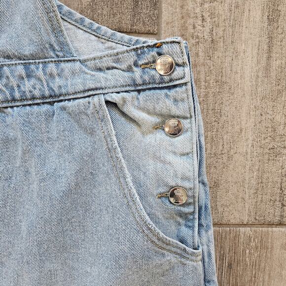Juicy Couture Wide Leg Denim Overalls Womens 3X Light Wash Raw Hem Logo Retro - Picture 7 of 14